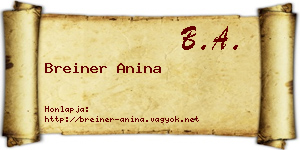 Breiner Anina névjegykártya